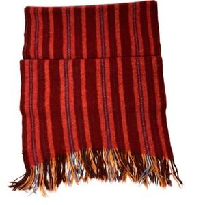 Auth Salvatore Ferragamo Red Striped Scarf
